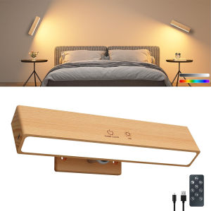 Đèn LED Nghệ Thuật Treo Tường Có Thể Sạc Lại Điều Chỉnh Độ Sáng Chạy Bằng Pin Đèn Đọc Sách Bằng Gỗ Dán Tường Cho Phòng Ngủ Phòng Học