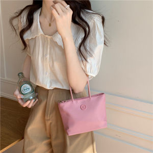 Túi Xách Nylon Mini Tote Bag Đa Năng Phong Cách Ngọt Ngào Dành Cho Thanh Thiếu Niên Túi Xách Đeo Chéo Mềm Có Khóa Kéo Màu Trơn