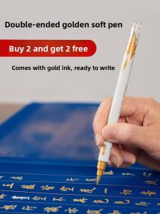 YUTAN | Calligraphy Pen with Built-in Ink Gold Soft Tip Brush Pen