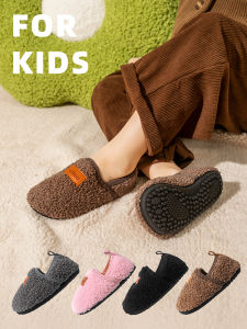 หนาขึ้น ผ้าขนแกะ รองเท้าพื้นเด็กในร่ม กันลื่น หลักฐานเท่สําหรับเด็กชายและเด็กหญิง ฤดูใบไม้ร่วง ฤดูหนาว ฤดูกาล สไตล์ลำลอง รองเท้า