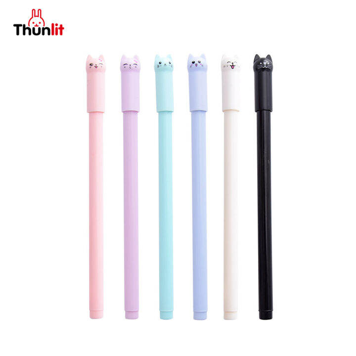 Thunlit Cat Gel Pen 6PCs 0.38mm Creative Cat Gel Pens for Kids and ...