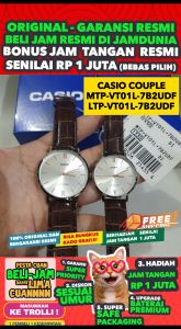 CASIO COUPLE ORIGINAL - CASIO Pria MTP-VT01L-7B2VUDF -with- Wanita LTP-VT01L-7B2UDF Jam dunia JD19ST Jam Tangan Pasangan Cowok Cewek Anti Air MTP VT01L 7B2VUDF with LTP VT01L 7B2UDF + CASIO MTP-VT01L VT 01 L MTPVT01 MTP-VT01 MTPVT01L MTP-01