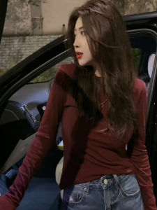 Ankela Womens Long Sleeve T-Shirt Slim Fit Base Layer Shirt Comfortable Cotton Moisture Wicking Breathable Korean Style Commute