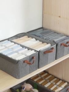SimHome Storage box with cover Cabinets Storage Clothes Organizer Boxes With Lid Bedroom Divider Drawer Organizer For Underwear Socks Wardrobe Closet layering artifact 衣服收纳盒