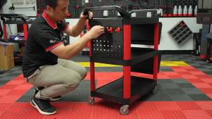 รถเข็นเก็บของ 3ชั้น พร้อมถังใส่อุปกรณ์เสริม รถเข็นเครื่องมือช่าง อุปกรณ์คาร์แคร์