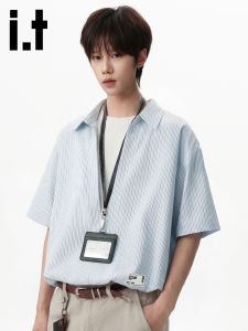 izzue | Mens Fake Two-piece V-neck Short-sleeve Casual Summer Shirt