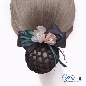 Elegant Business Women's Hair Net & Satin Hair Clip Accessories