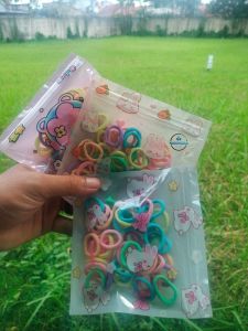 Ikat rambut donat anak isi 50 free pouch