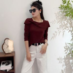 Korean Style Long Sleeve T-Shirt Womens Lazy Style Simple Design Autumn New Small Size Fashion Top Casual Loose Fit Pure Color