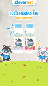 Cleverpet แป้งโรยตัวสัตว์เลี้ยง อาบแห้ง ขจัดกลิ่น ความมัน ขจัดคราบสกปรก ขนนุ่ม Dry Shower