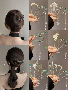 กิ๊บติดผมแบบ U สำหรับผู้หญิง สไตล์จีนโบราณ ทำจากไม้ไผ่ หมวกทรงกลม ตกแต่งผมสไตล์ฮันฟู เครื่องประดับผมแบบย้อนยุค