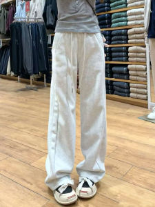 High Waist Straight Leg Sports Pants Womens White Grey Slim Fit Lulu Sweatpants Narrow Version Wide Leg Pants
