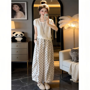 Shalldoer | Bộ Quần Áo Nữ Dệt Kim Casual Có Chấm Bi