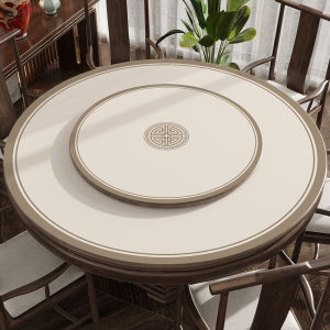 New Chinese Style Large round Tablecloth Leather Pad with Rotating Plate Double Layer Oil Resistant Dining Table Mat
