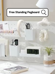 Ready Stock Heavy-Duty Tabletop Standing Pegboard Set Organizer Storage Rack Rak Atas Meja Metal Ikea Style Belajar Holder Hiasan Tray Desktop Simpanan Kemas DIY Aksesori Gaming Streamer Hook Hostel Office Study Room Bedroom Asrama Aesthetic Minimalist