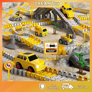 DREAMToy 343PCS DIY Dirakit Jalur kereta Api Mainan Anak-anak Listrik Kereta Api Mainan Anak-anak Membangun Jalur Set Mainan