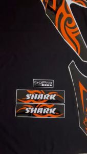 Decal Sticker vega Custom Design Motif Shark Hitam Orange