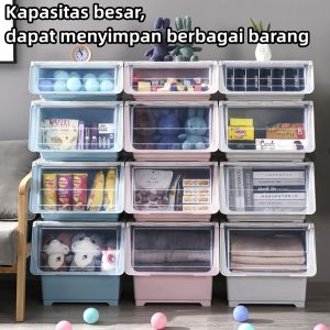 Container Box Plastik Storage Box Kotak Penyimpanan Mainan/Baju Tempat Penyimpanan Susun Dengan Tutup