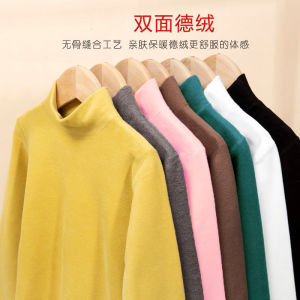 Childrens Clothing Autumn and Winter Childrens Boys and Girls Tops Fleece-lined Keep Warm and Emit Heat Half Turtleneck Bottoming Shirt T-shirt Breathable Thickening