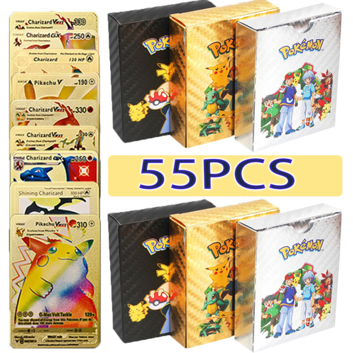 55Pcs/Box NEW Pokemon Cards TCG Sealed Booster Pack Gold Foil Cards ...