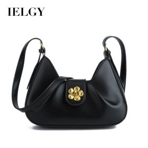 IELGY จีบใต้วงแขนกระเป๋าเอกสารไหล่ Crossbody กระเป๋าเหลี่ยมล็อคดอกไม้