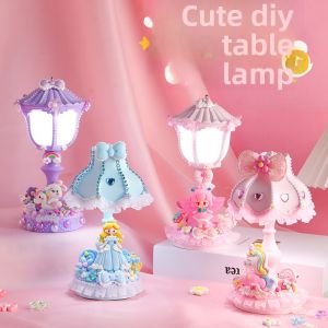 Childrens DIY Cute Princess Night Light Material Kit Creative Sticking Handmade Girls Small Table Lamp Toy