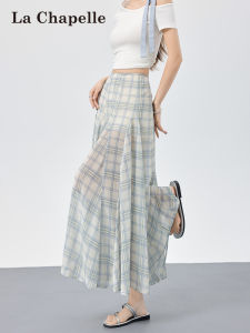 La Chapelle | Vintage Plaid Slim A-Line Midi Skirt