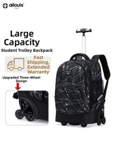 ailouis | Silent Spine-Protecting School Backpack for 3-6 Grade Students with Trolley