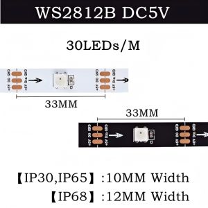 WS2812B IC Independent Control DC5V Led Lights RGB Led Strip Light IP65 IP68 Waterproof Smart Pixels Magic Light Black White PCB