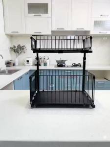 2 Tier Under Sink Cabinet Organizer Kitchen Spice Jar Storage Rack Pull Out Adjustable Height Pull Out Storage Shelf Multipl Use