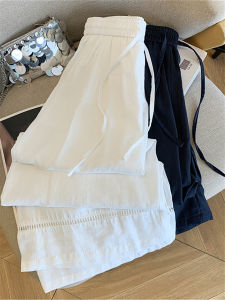 QIAONIAOGE | White Elastic Waist Drawstring Straight Leg Pants Women Summer New High Waist Slimming Lazy Style Lyocell Wide Leg Trousers