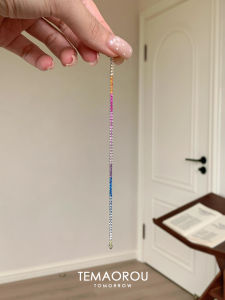 Mini Gradient Rainbow Diamond Silver Bracelet Long-Wearing Non-Fading Elegant Summer Bracelet Fashionable Jewelry Accessory