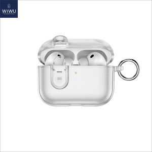 WIWU For Airpods Pro 3 Transparent Case Safety Lock Cases for Apple Airpod Pro 3 Case 2025 Drop Protection Airpods Pro 3 Cover for Men Women with Keychain
