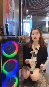 Loa kéo karaoke kèm 2 micro không dây  đứng 8312 bass 20 x3 dải đèn led chạy quanh bass nhấp nháy theo điệu nhạc chill thích hợp trà chanh liên hoan hội họp bán hàng ...