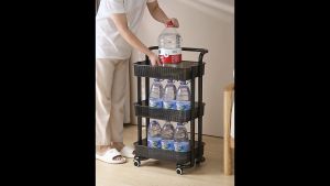 Locaupin Plastic 3Tier Trolley Racks office Shelves Bathroom Shelves Kitchen Racks Livingroom Storage