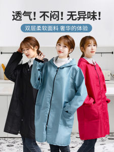 เสื้อกันเปื้อนแขนยาวกันน้ำกันมันสำหรับครัวในบ้าน เสื้อคลุมกันเปื้อนทำงานหนาและอุ่นในฤดูหนาว สำหรับผู้หญิง