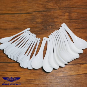 M Well Kitchenware ช้อนกาแฟเซรามิกสีขาว ช้อนซุปเซรามิกสีขาว ชุดละ6ชิ้น