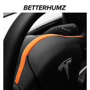 Tesla ModelY/3 Steering Wheel Upper Trim Stripe Revival Version Faux Leather Interior Decoration Sticker Accessories