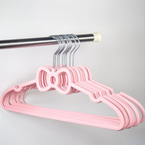 10Pcs Clothes Hanger Durable Abs Girly Heart Pink Love Bow-Knot Pattern Hanger Non-Slip Clothes Hanging Supplies