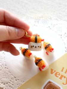 Peach Original Japanese Rice Ball Salmon Sauce Pendant Keychain Cute Cartoon Mobile Phone Charm Bag Zipper Buckle