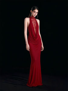 Graceful Lace Trimmed Swing Neck Slim Fit Dress