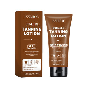 Eelhoe Sunless Tanning Lotion Self Tanner Cream Body Face Self Tanning Skin Bronzer Brown Outdoor Sunbathing UV Sun Use Moisturizing Nourishing Tan Lotion Enhance Skin Tone Self-help Bronzer Lotion Summer Beach Tanning Booster Health Care