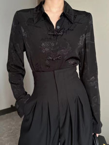 NINGXI | V-neck Design Chinese Retro Shirt for Women