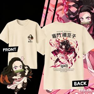 Bandai | Demon Slayer Kamado Nezuko Pure Cotton T-shirt for 2026 Summer Kids/Mens/Womens Fashion Casual Cosplay Short Sleeved T-shirt