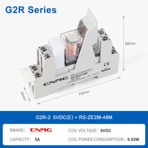 ENMG G2RL-1-E/G2RL-2 DC24V Relay 16A 2NO2NC DIN Rail Slim LED Indicator Electromagnetic Relay with Transient Protection