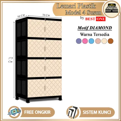 Lemari Plastik Jumbo Minimalis Serbaguna - Best One Model 4 Susun