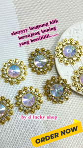 Aplikasi Diamond Permata Payet bentuk Bunga Besar Cangkang 3D per 50 cm