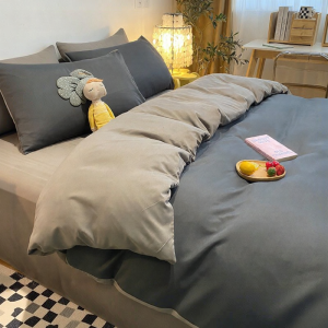 Dual Color Pure Cotton Bedding Set 4 Pieces