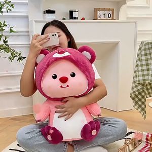 【Ready Stock+COD】 Strawberry Bear Loopy Plush Doll Soft Pillow Zanmang Stuffed Doll Cartoon Plush Beaver Doll Kids