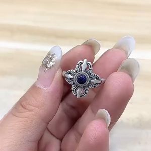 Ganten🍎Cincin Ceruk Vintage Cincin Silang Berlian Vajry Cincin Alu Alu Cincin Pembuka yang Dipersonalisasi COD